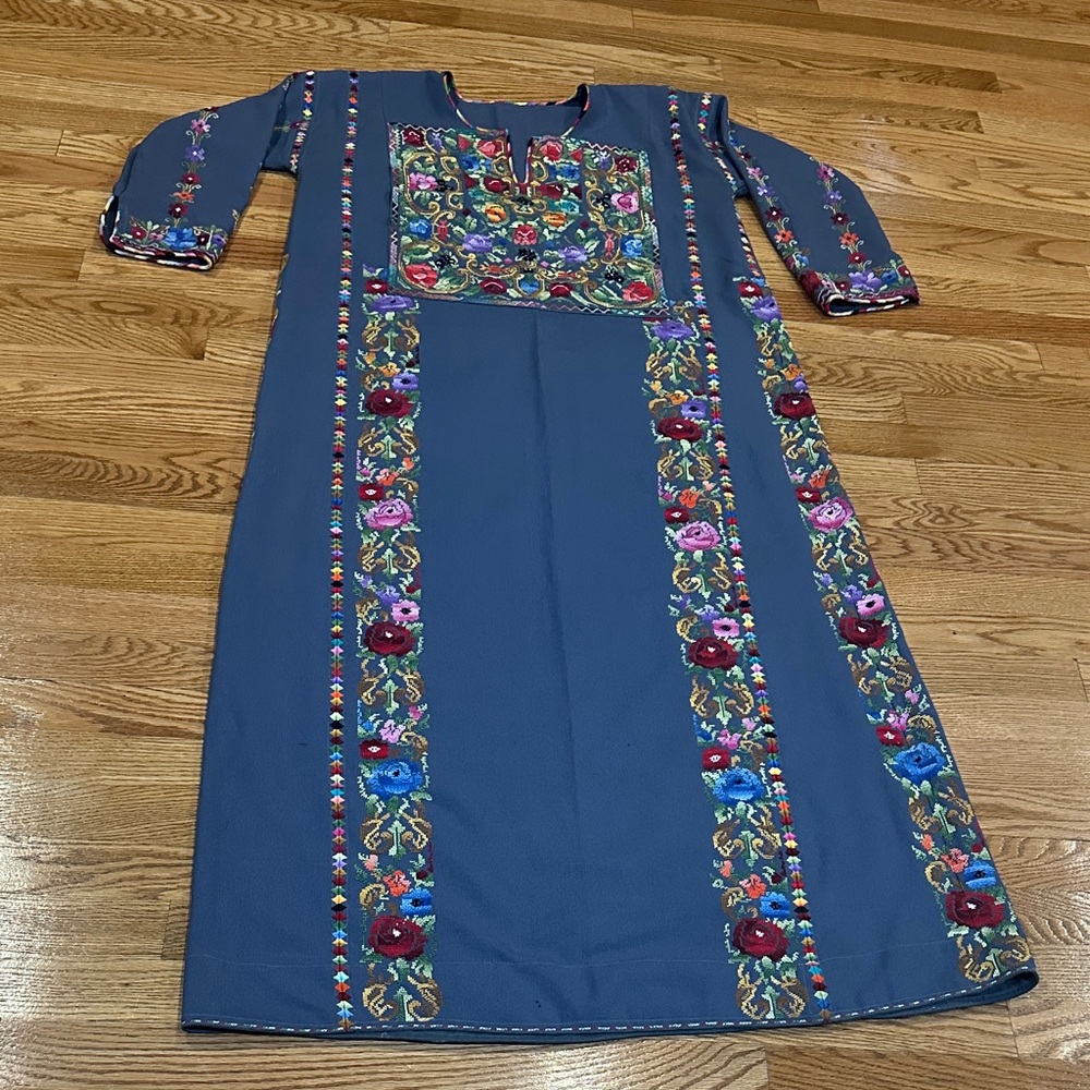 Embroidered Blue Maxi Dress